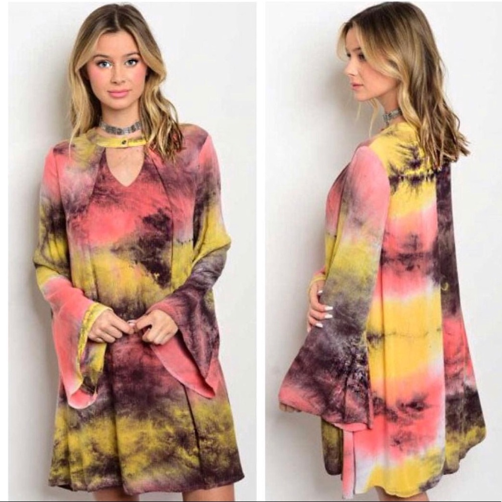 Tie dye fashion trapeze dress